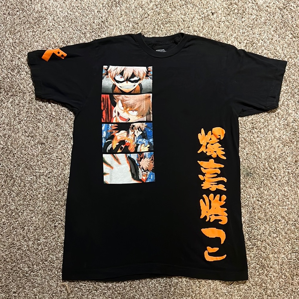 black and orange Bakugo tee